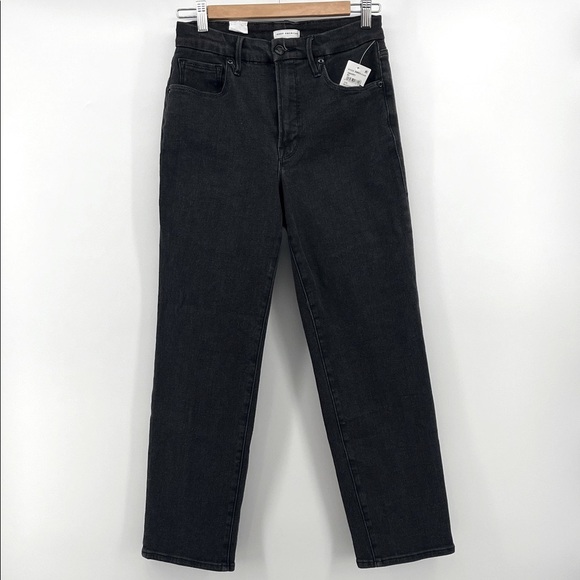 NEW GOOD AMERICAN Good Legs Straight Jeans Black184 Style GS419TFT 10/30 - Picture 3 of 14